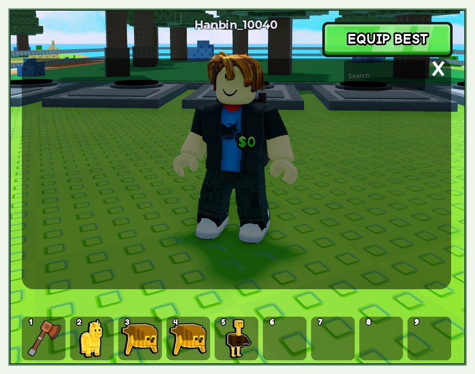 My Timber Pets backpack with the Equip Best button visible