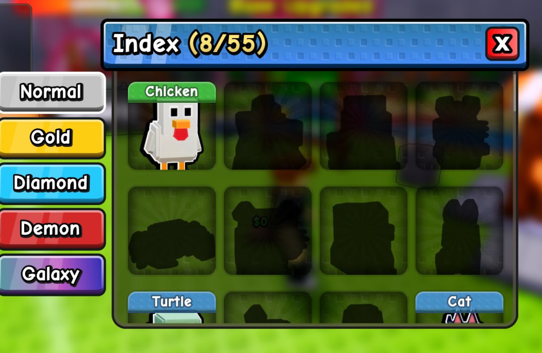 My Timber Pets pet menu from the current build