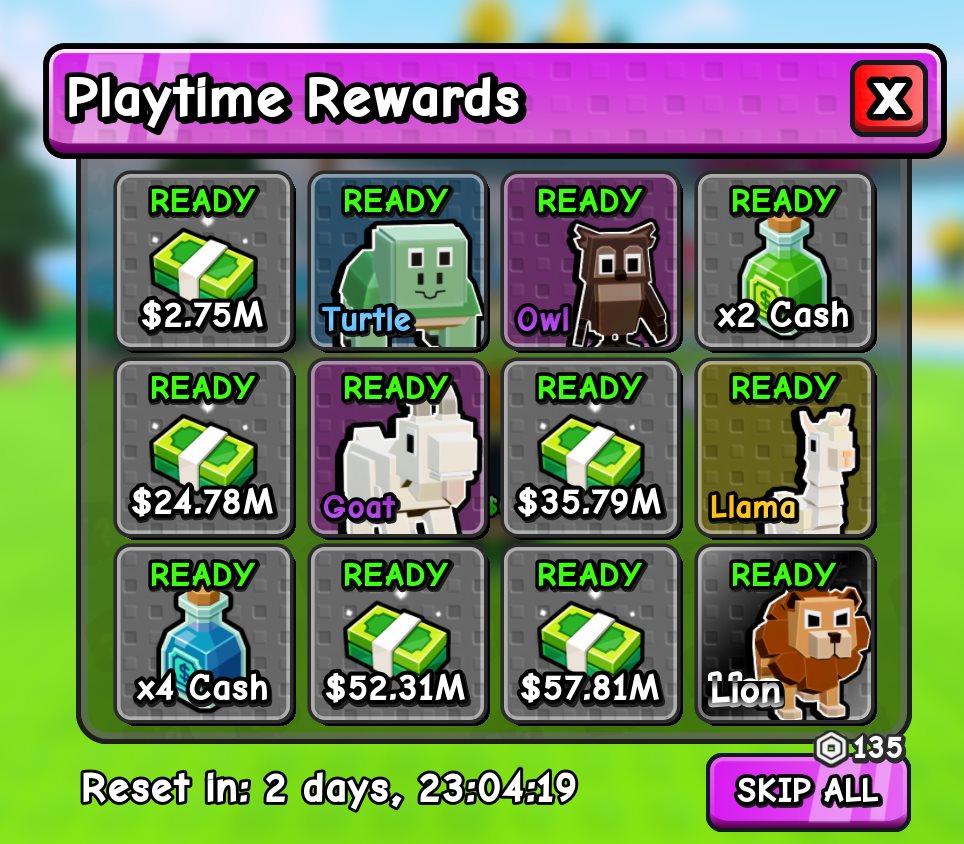 My Timber Pets playtime reward track with pet rewards