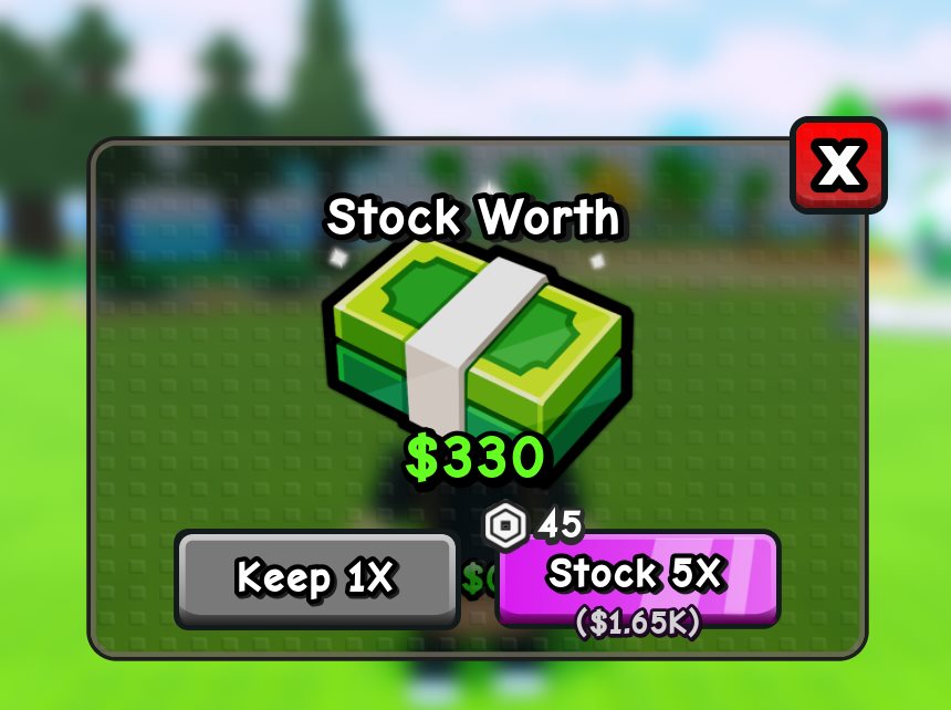 My Timber Pets Stock Worth panel offering a 5x wood value multiplier